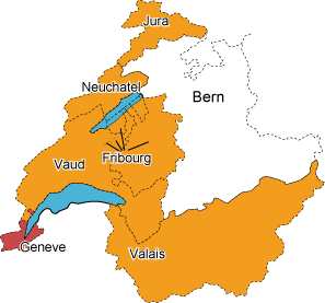 carte de la suisse avec les sessions de l'Assprop